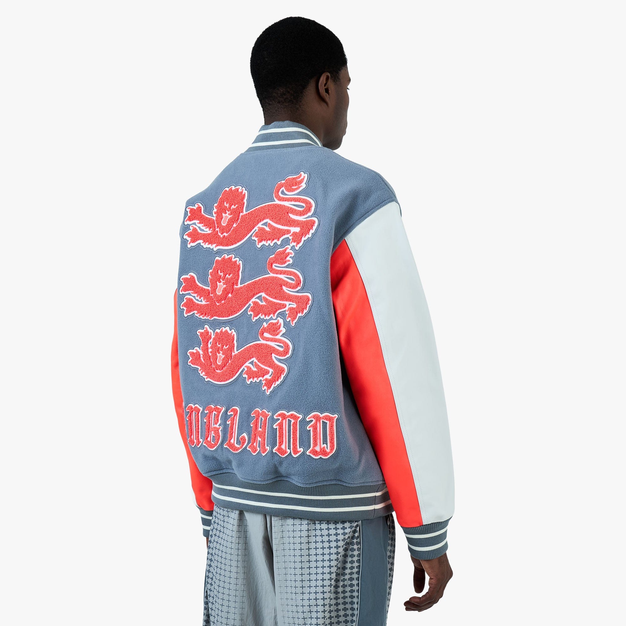 Nike x England x Palace Varsity Jacket Cool Grey / White / Bright Crimson