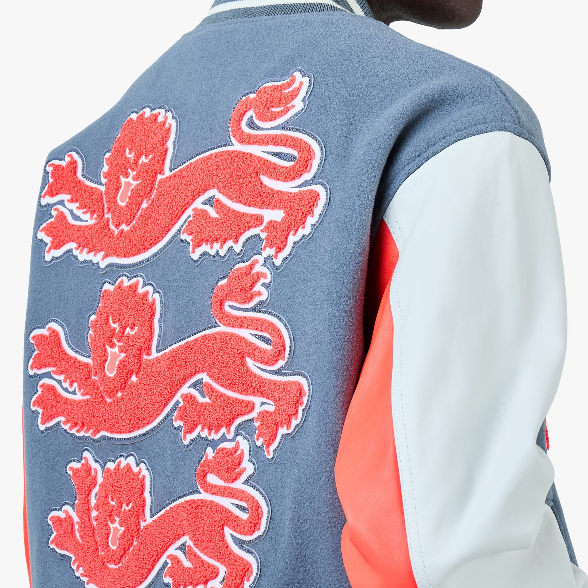 Nike x England x Palace Varsity Jacket Cool Grey / White / Bright Crimson