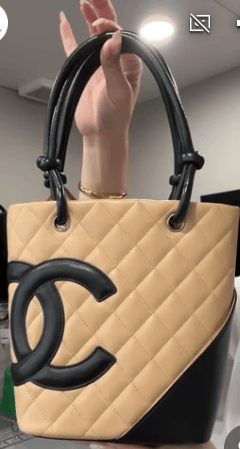 Chanel Calf Beige × Black Cambon Tote Small B0708XAQ76