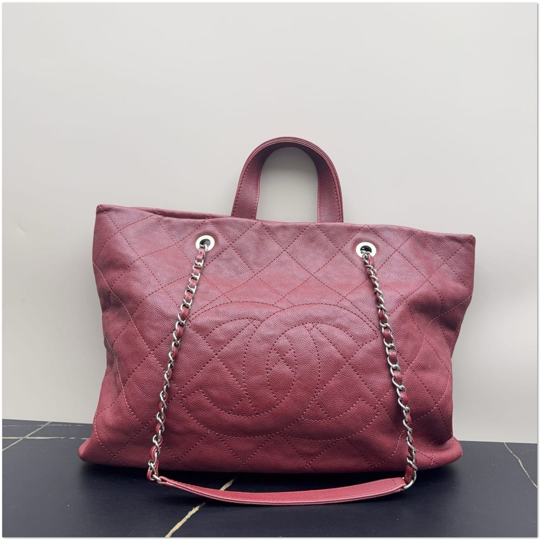 Chanel Burgundy Caviar Leather Quilted Executive Cerf Tote C19498009585