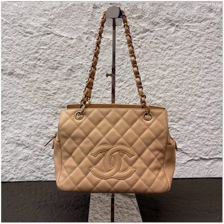 Chanel Beige Caviar Quilted Grand Shopping Tote (GST) C19497014752