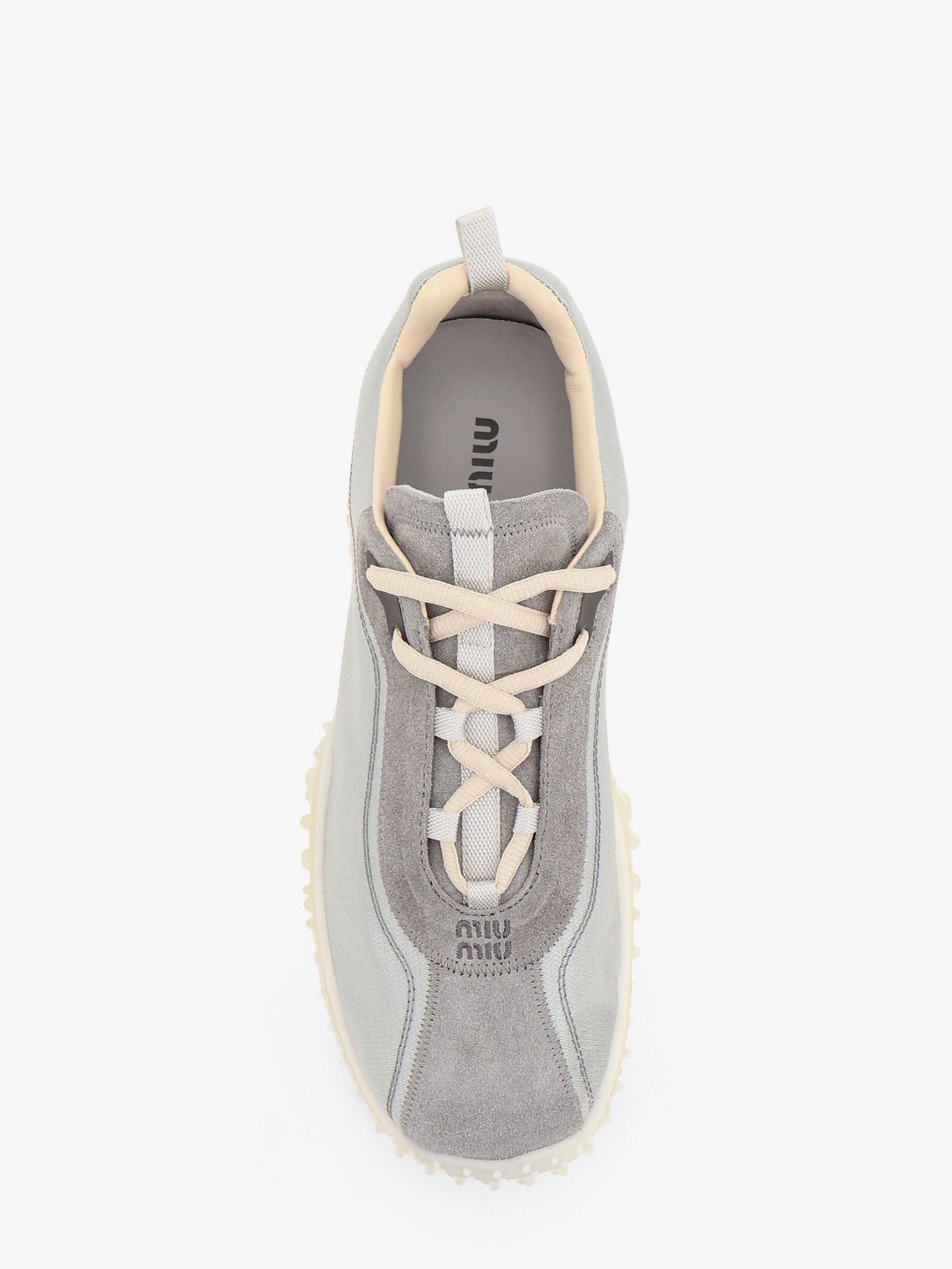 MIU MIU Nylon and suede sneakers with embroidered logo