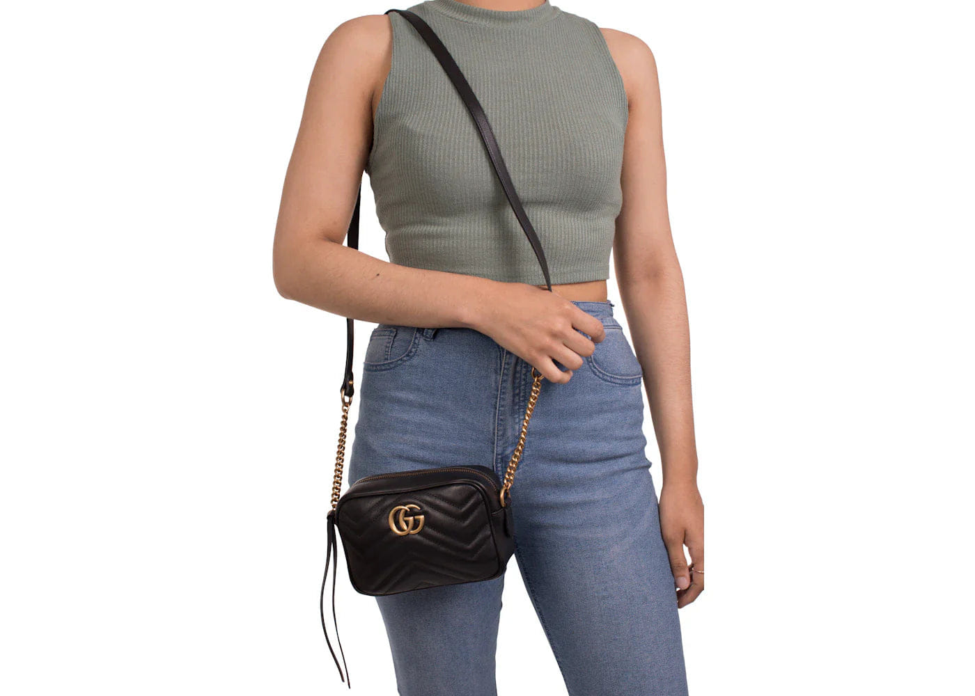 Gucci Gg Marmont Camera Bag Matelasse Mini Black