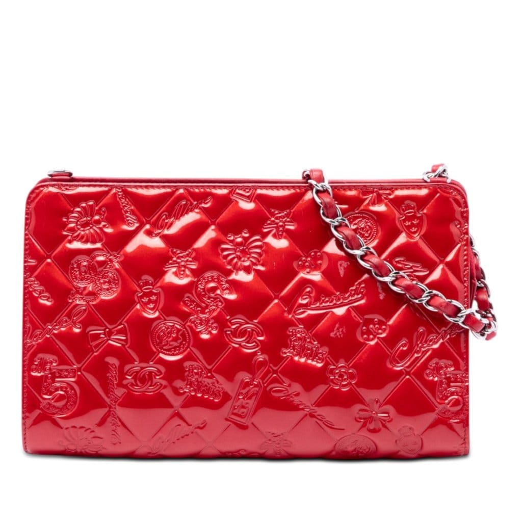 Chanel Quilted Patent Embossed Lucky Symbols Pochette