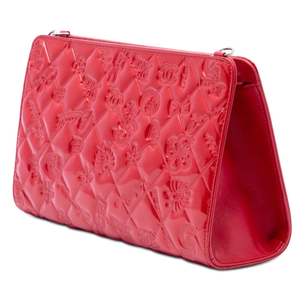 Chanel Quilted Patent Embossed Lucky Symbols Pochette