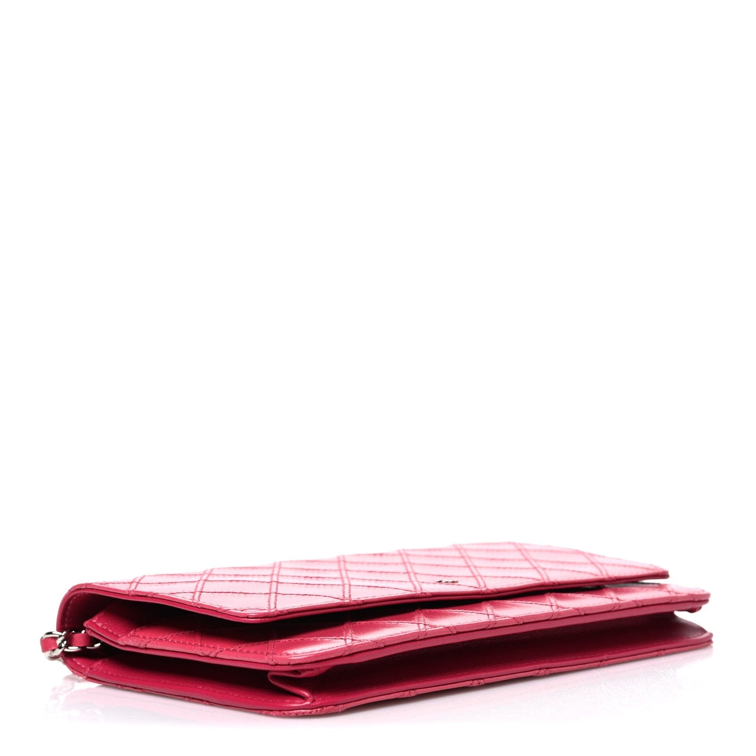 Chanel Lambskin Diamond Stitched Wallet On Chain WOC Pink