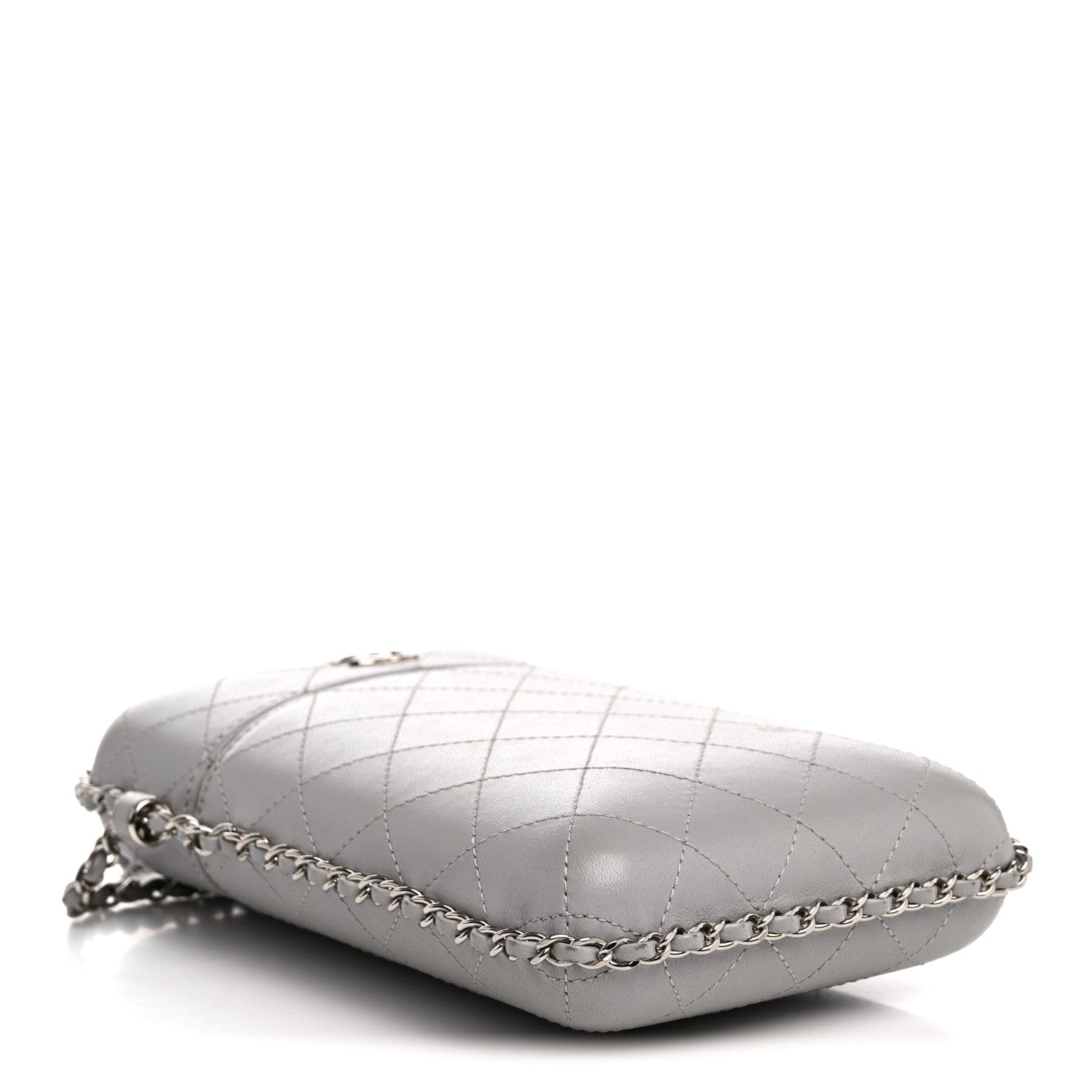 Chanel Lambskin Quilted Chain Around Phone Holder Grey