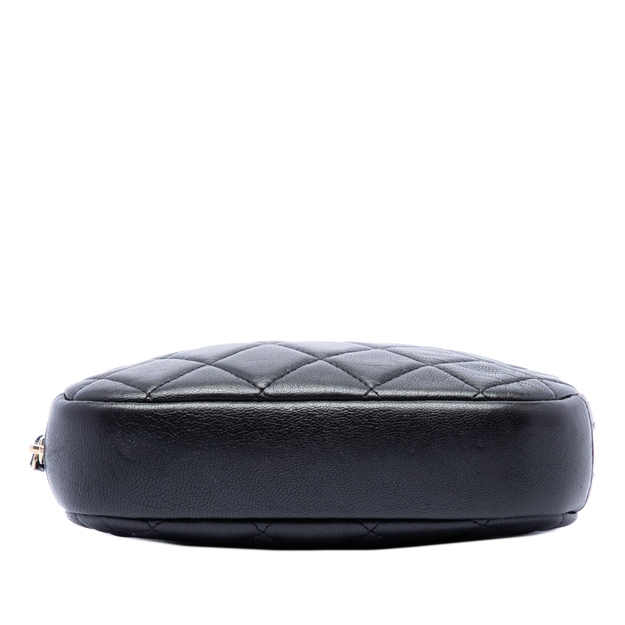 Chanel CC Quilted Lambskin Curvy Cosmetic Case Pouch