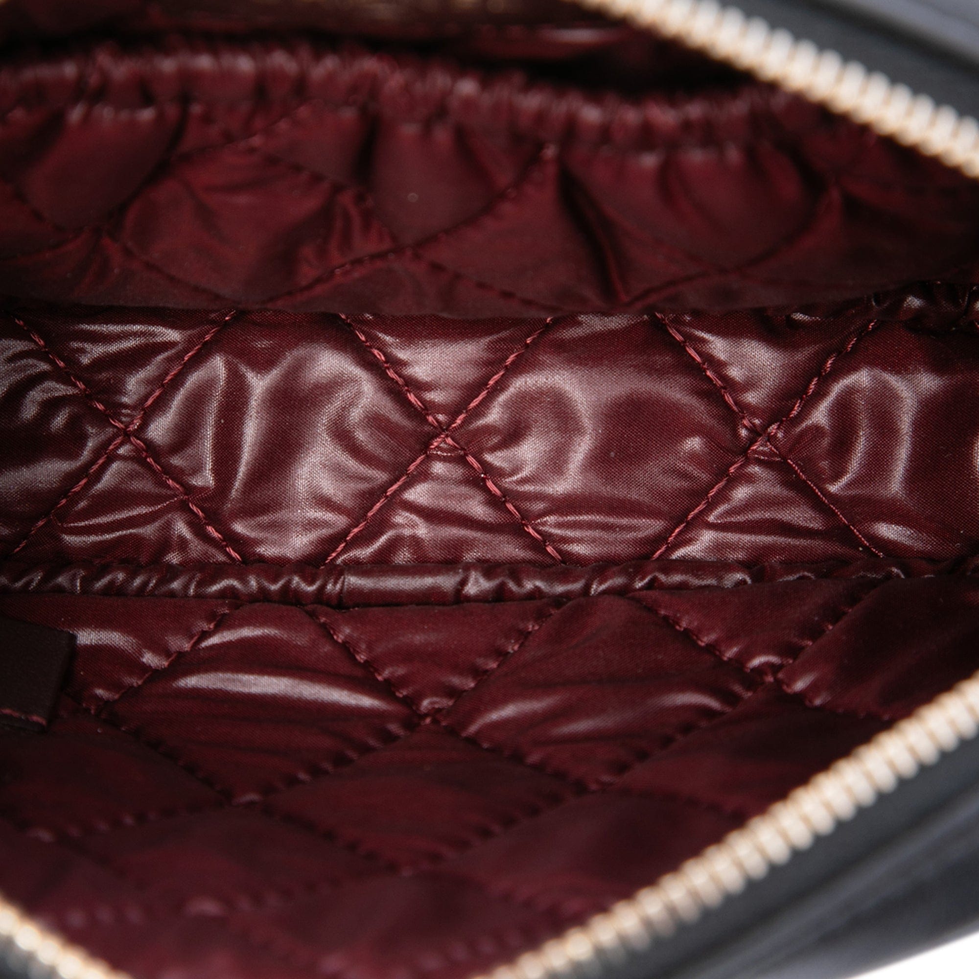 Chanel CC Quilted Lambskin Curvy Cosmetic Case Pouch