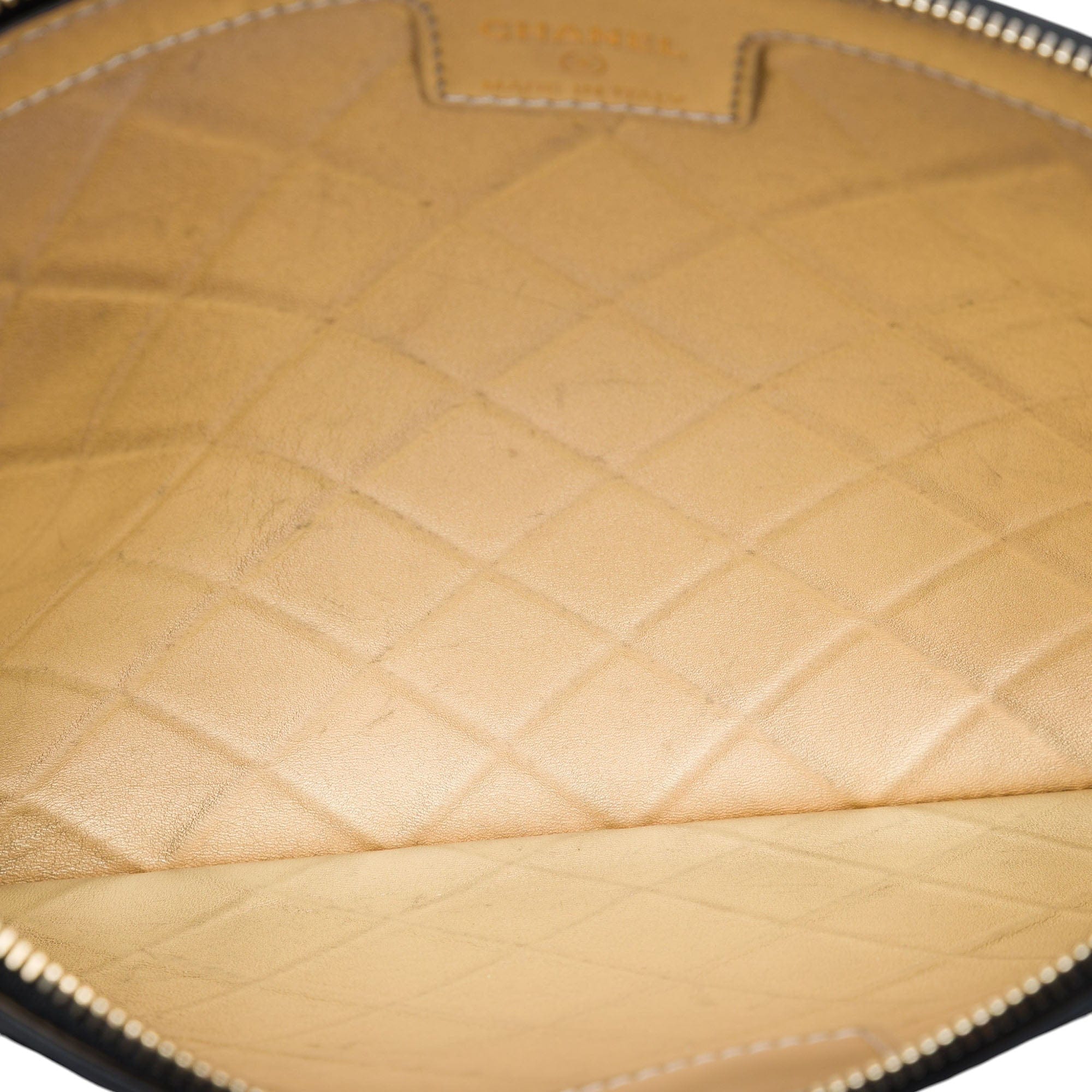 Chanel Large Quilted Stitched Calfskin Zip Pouch