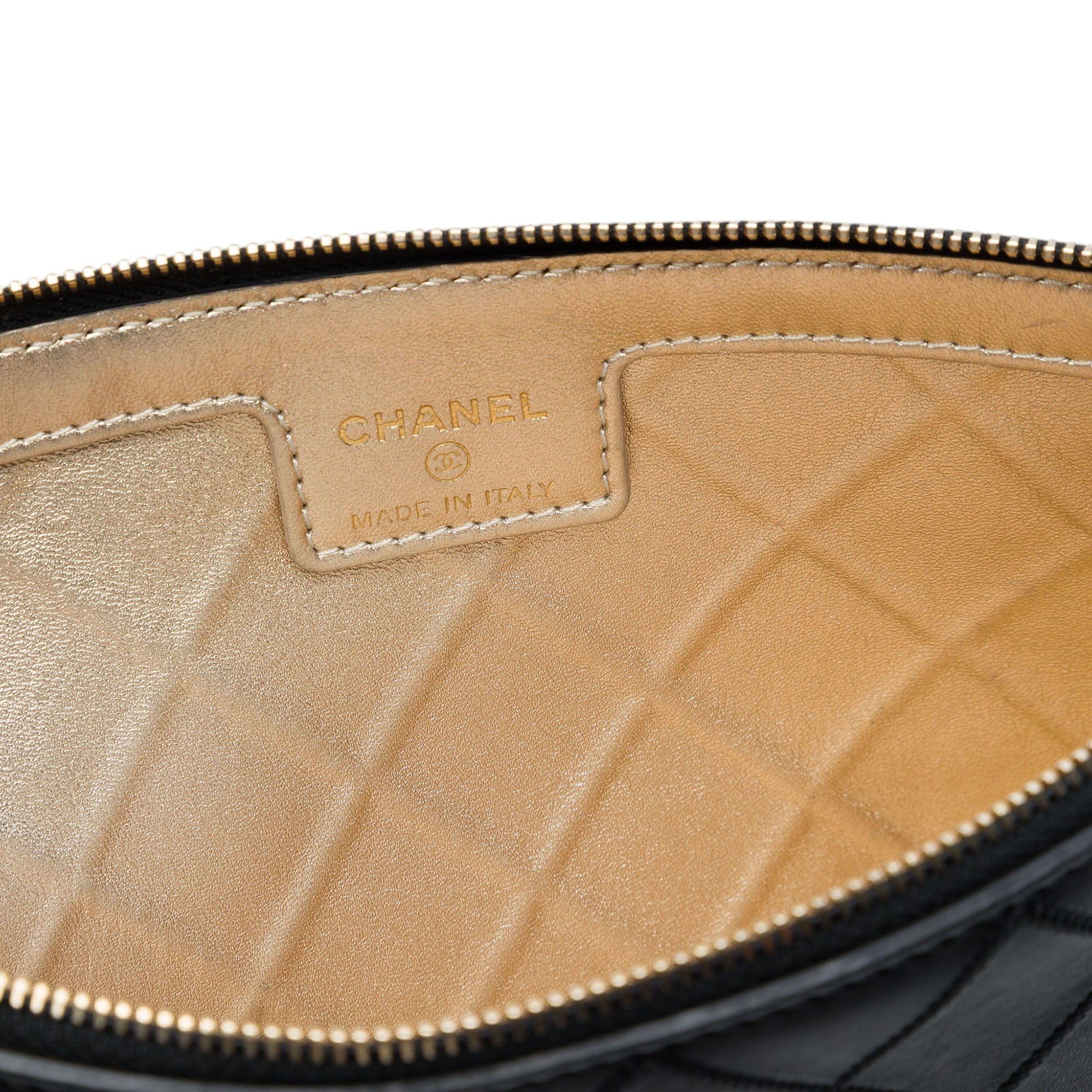 Chanel Large Quilted Stitched Calfskin Zip Pouch
