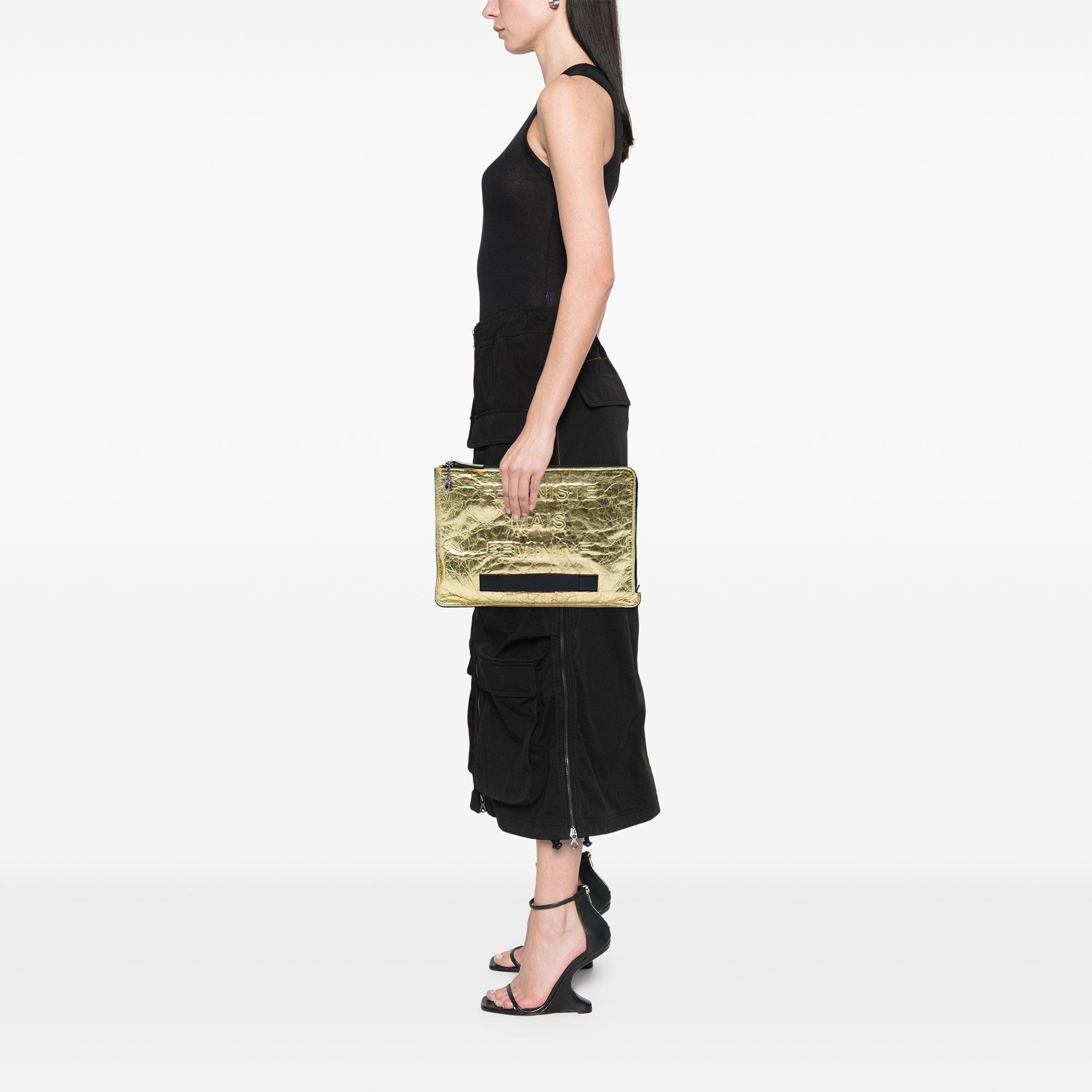 Chanel Metallic Crinkled Calfskin Feministe Mais Feminine Pouch