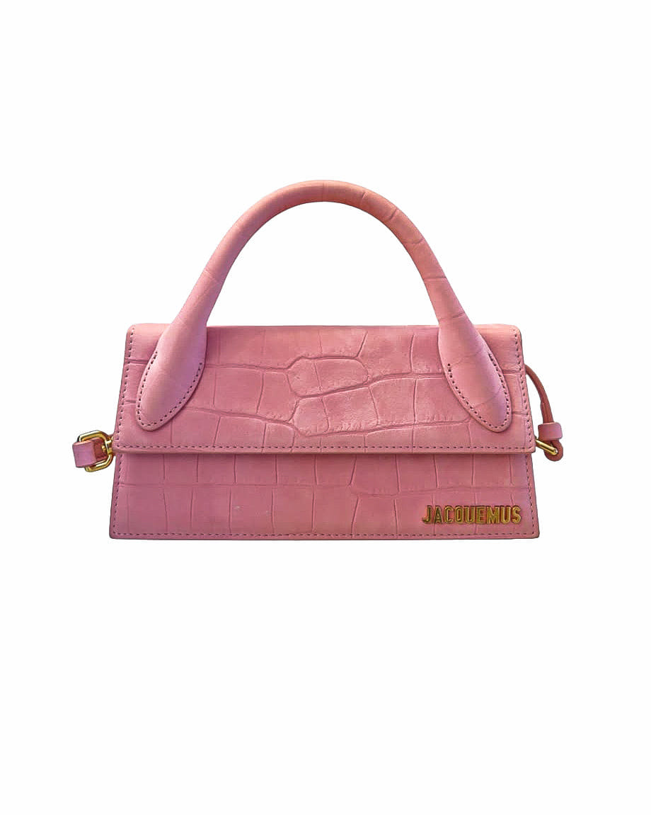 Jacquemus Pink Croc - Embossed Le Chiquito Long Crossbody Bag