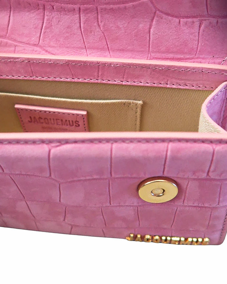 Jacquemus Pink Croc - Embossed Le Chiquito Long Crossbody Bag