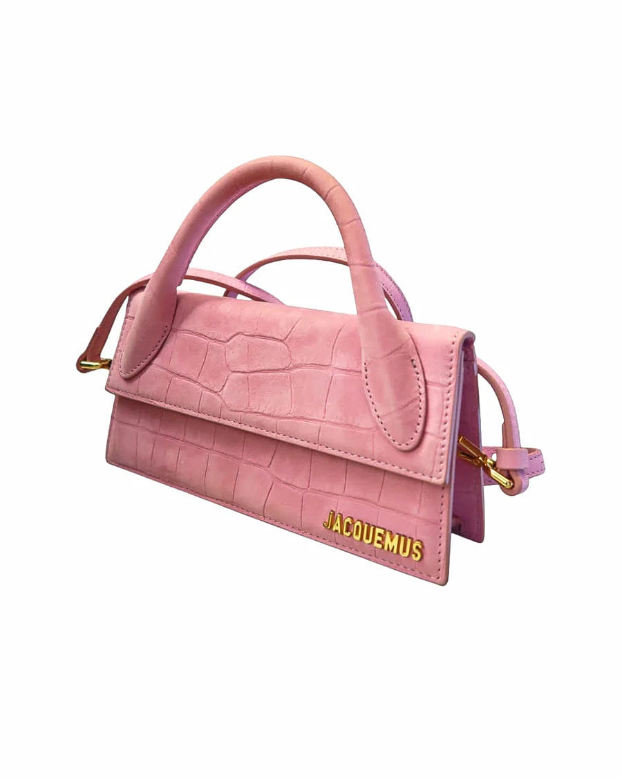 Jacquemus Pink Croc - Embossed Le Chiquito Long Crossbody Bag