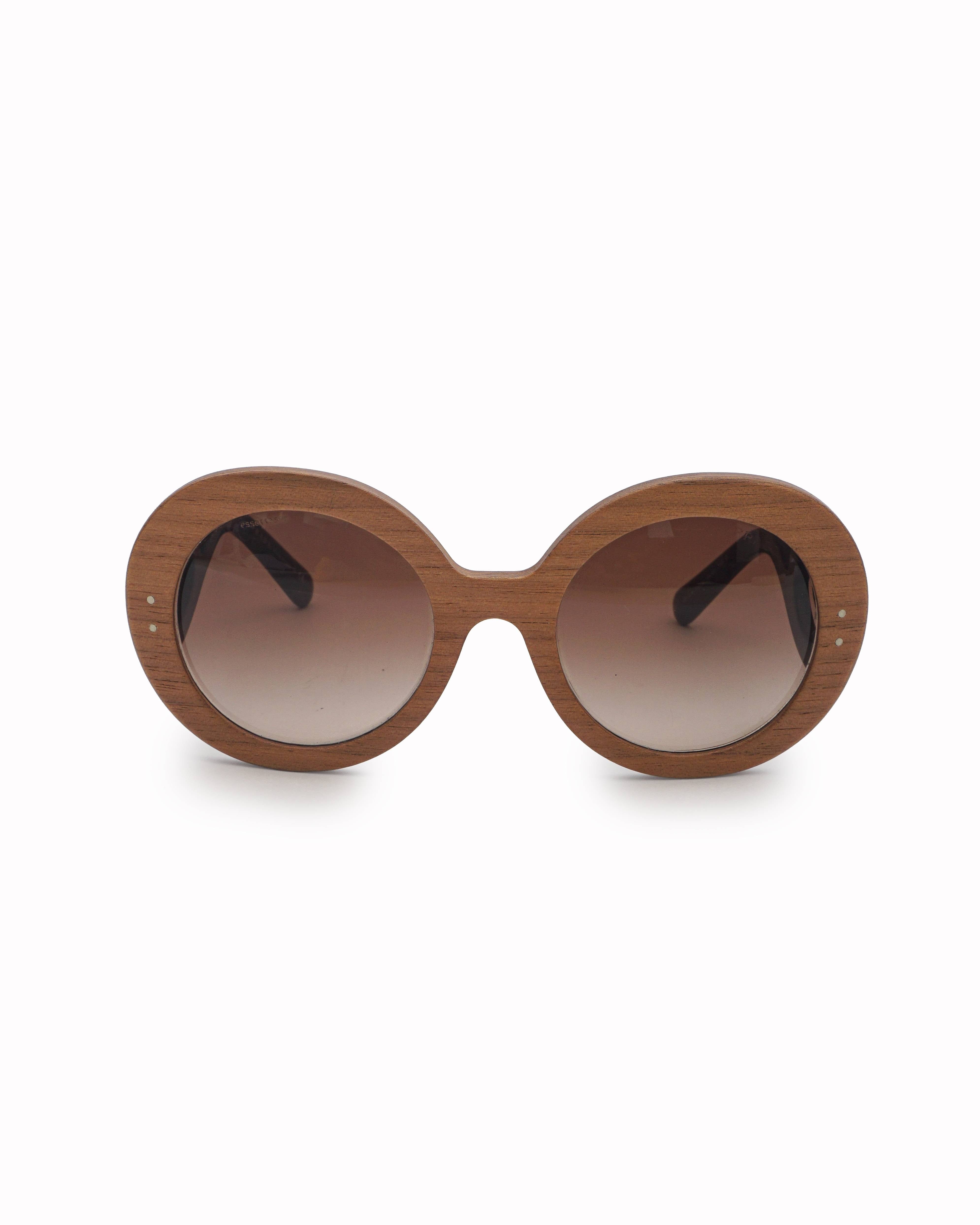 Prada Wood - Effect Acetate Minimal Baroque Oversized Sunglasses