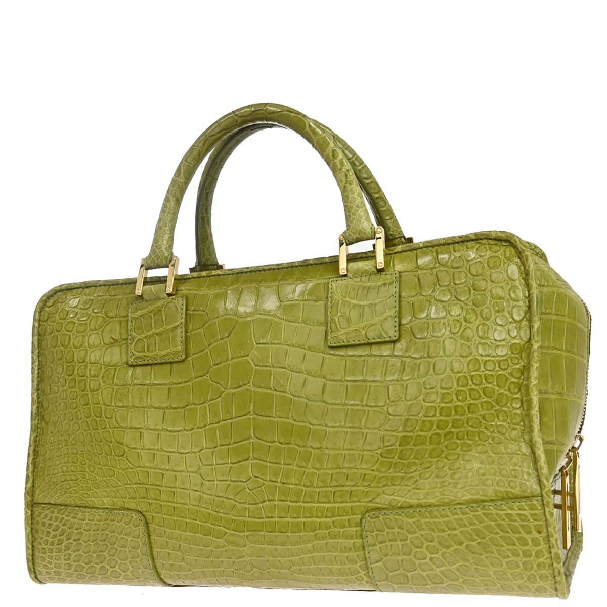 Loewe * Green Crocodile Amazona 36 Handbag