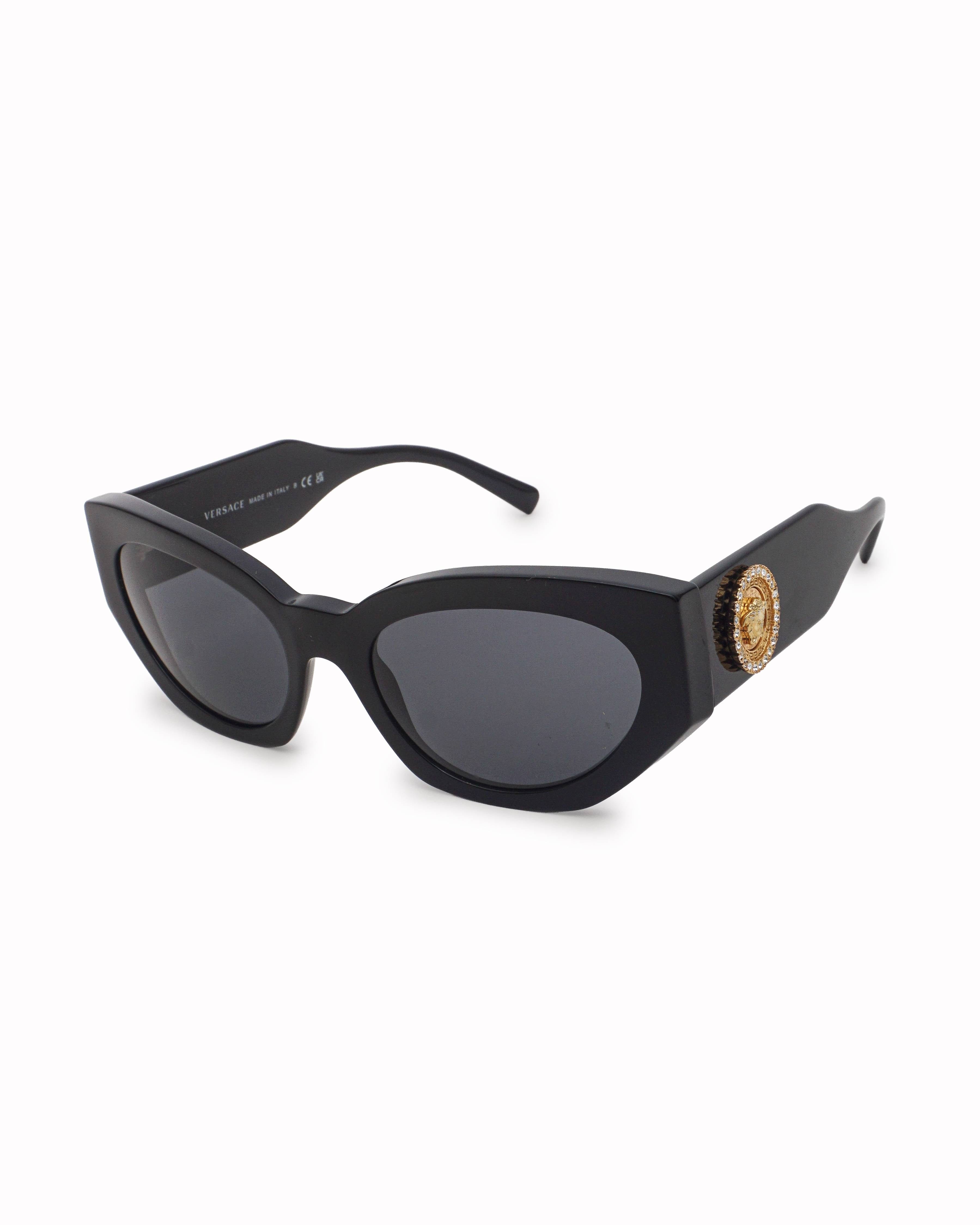 Versace Black Acetate Medusa Cat - Eye Sunglasses