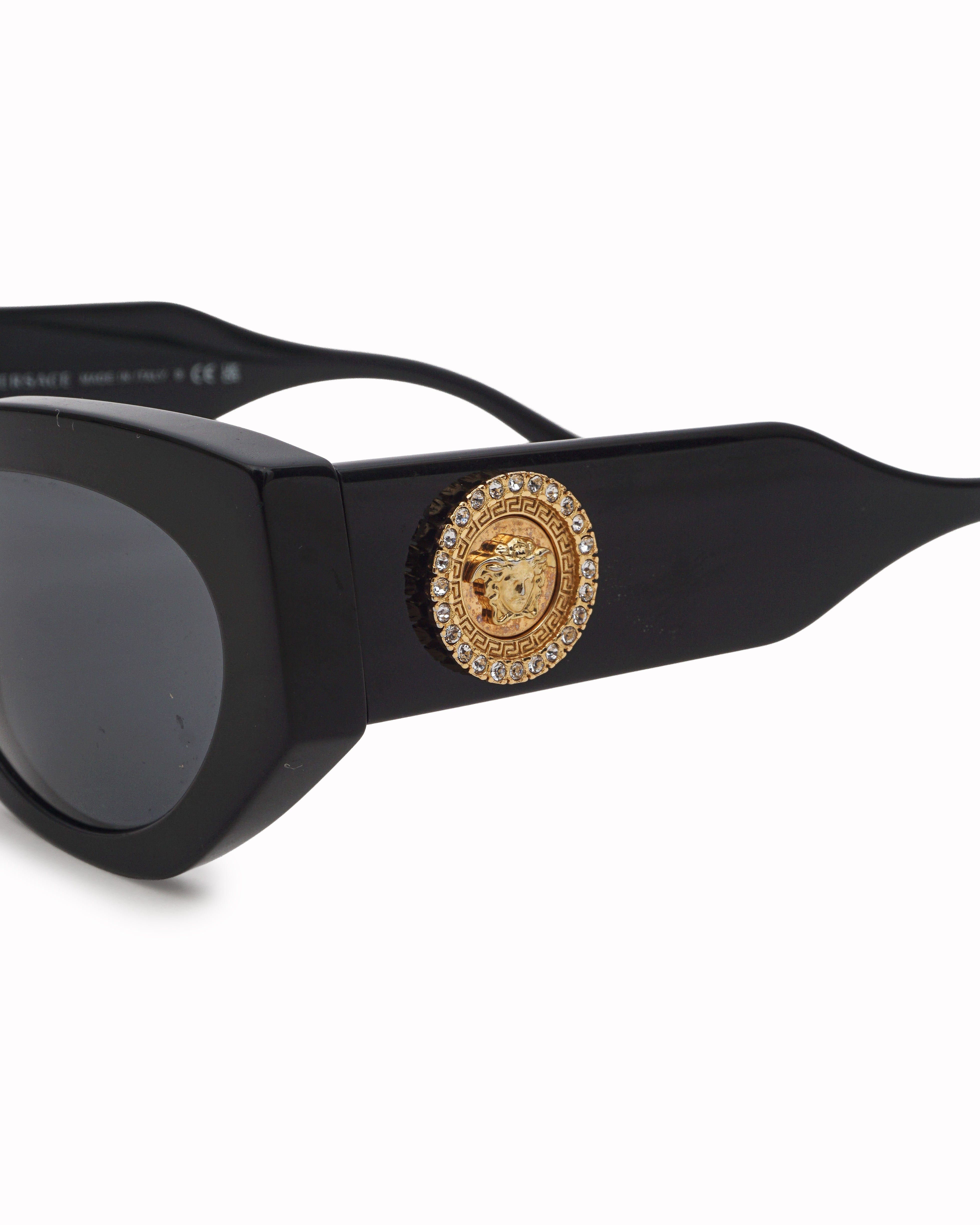 Versace Black Acetate Medusa Cat - Eye Sunglasses