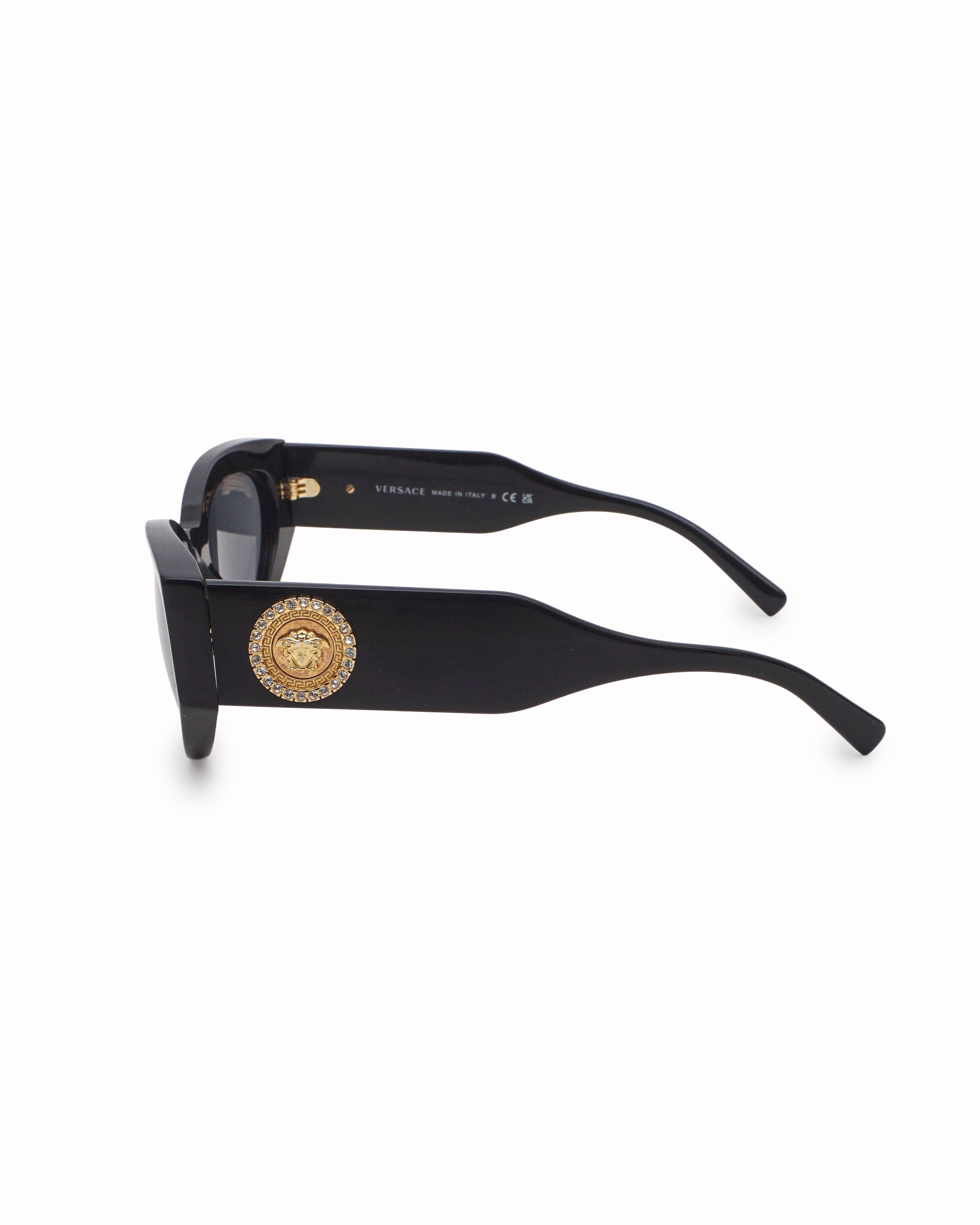 Versace Black Acetate Medusa Cat - Eye Sunglasses