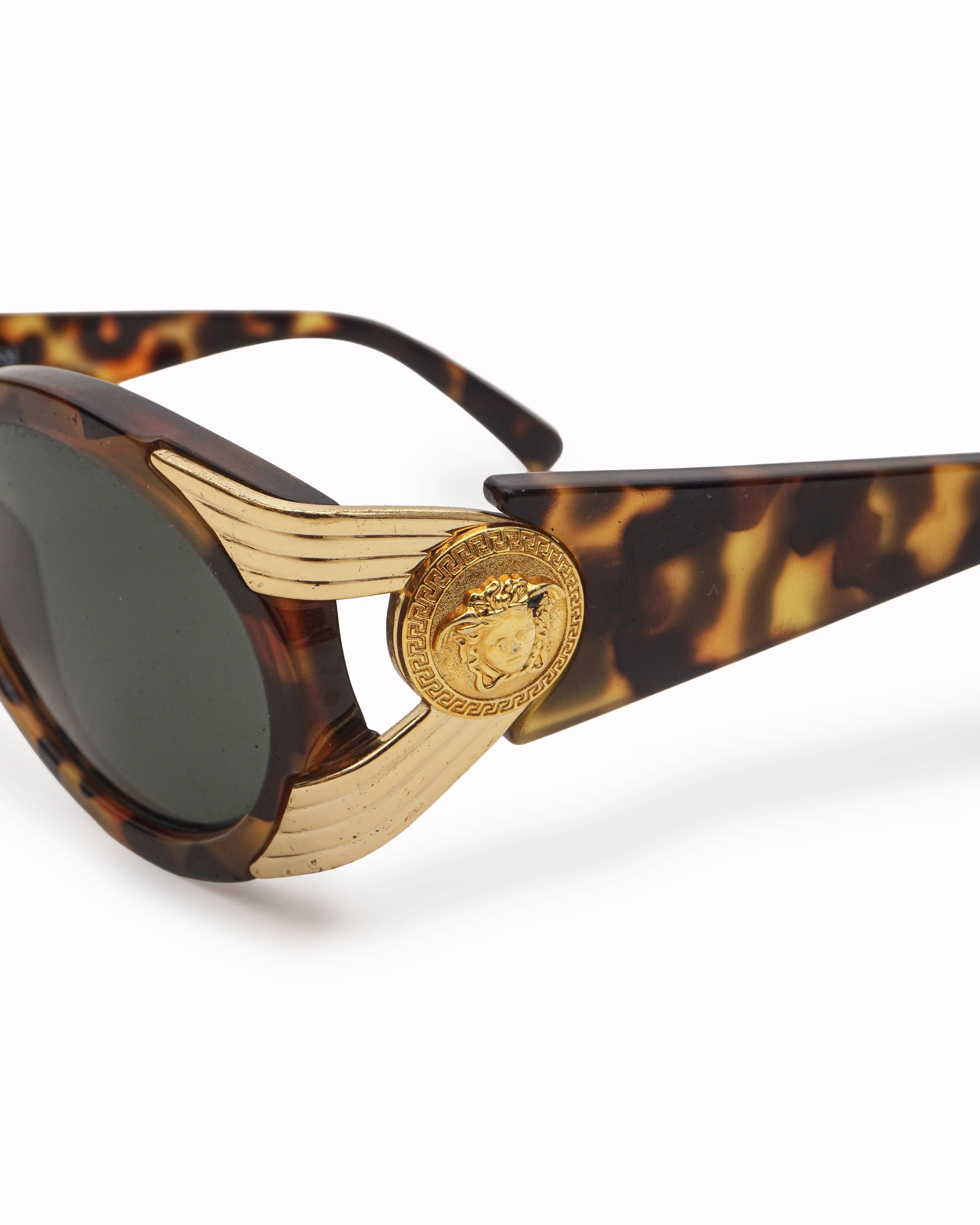 Versace Gianni Versace Vintage Tortoise Shell & Gold Medusa Sunglasses