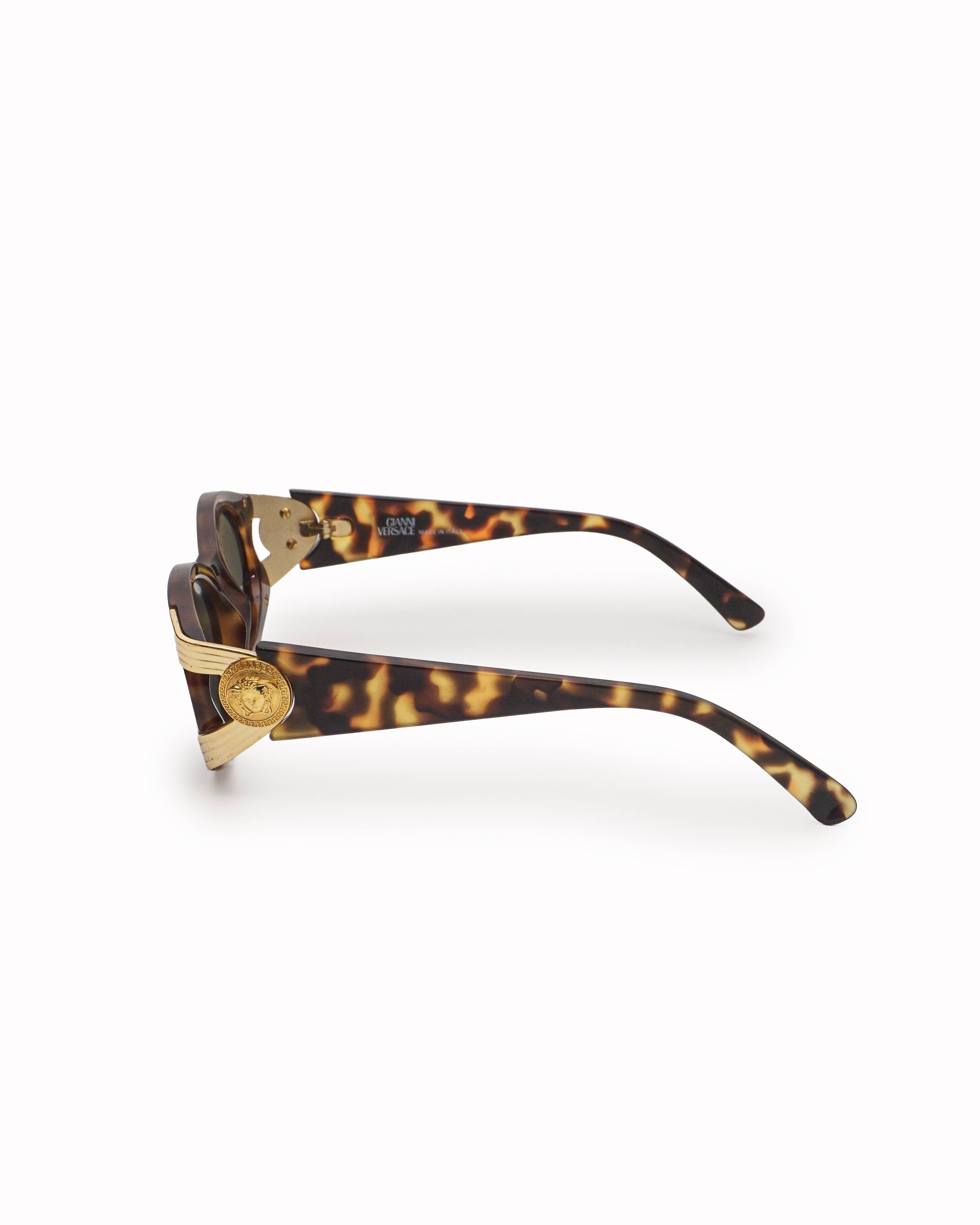 Versace Gianni Versace Vintage Tortoise Shell & Gold Medusa Sunglasses