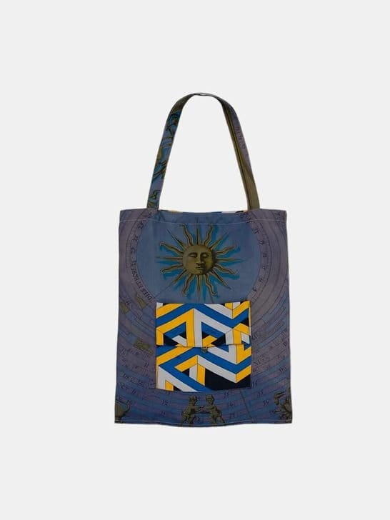 Hermes Boho Navy Blue & Yellow Printed Shoulder Bag