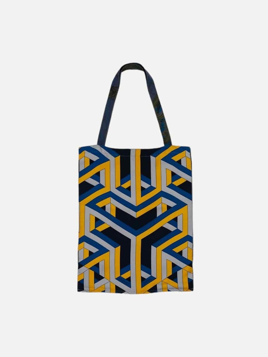 Hermes Boho Navy Blue & Yellow Printed Shoulder Bag
