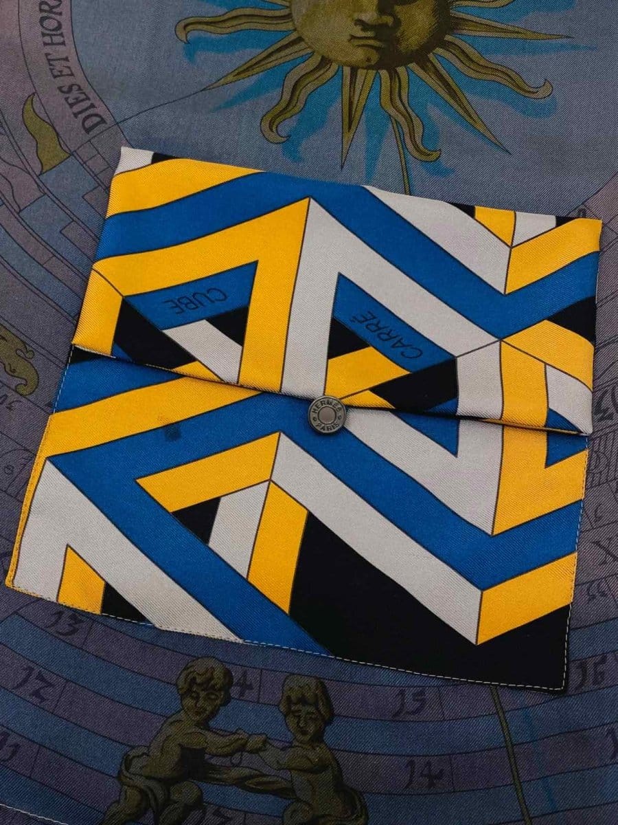 Hermes Boho Navy Blue & Yellow Printed Shoulder Bag