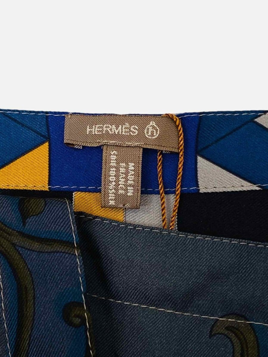Hermes Boho Navy Blue & Yellow Printed Shoulder Bag