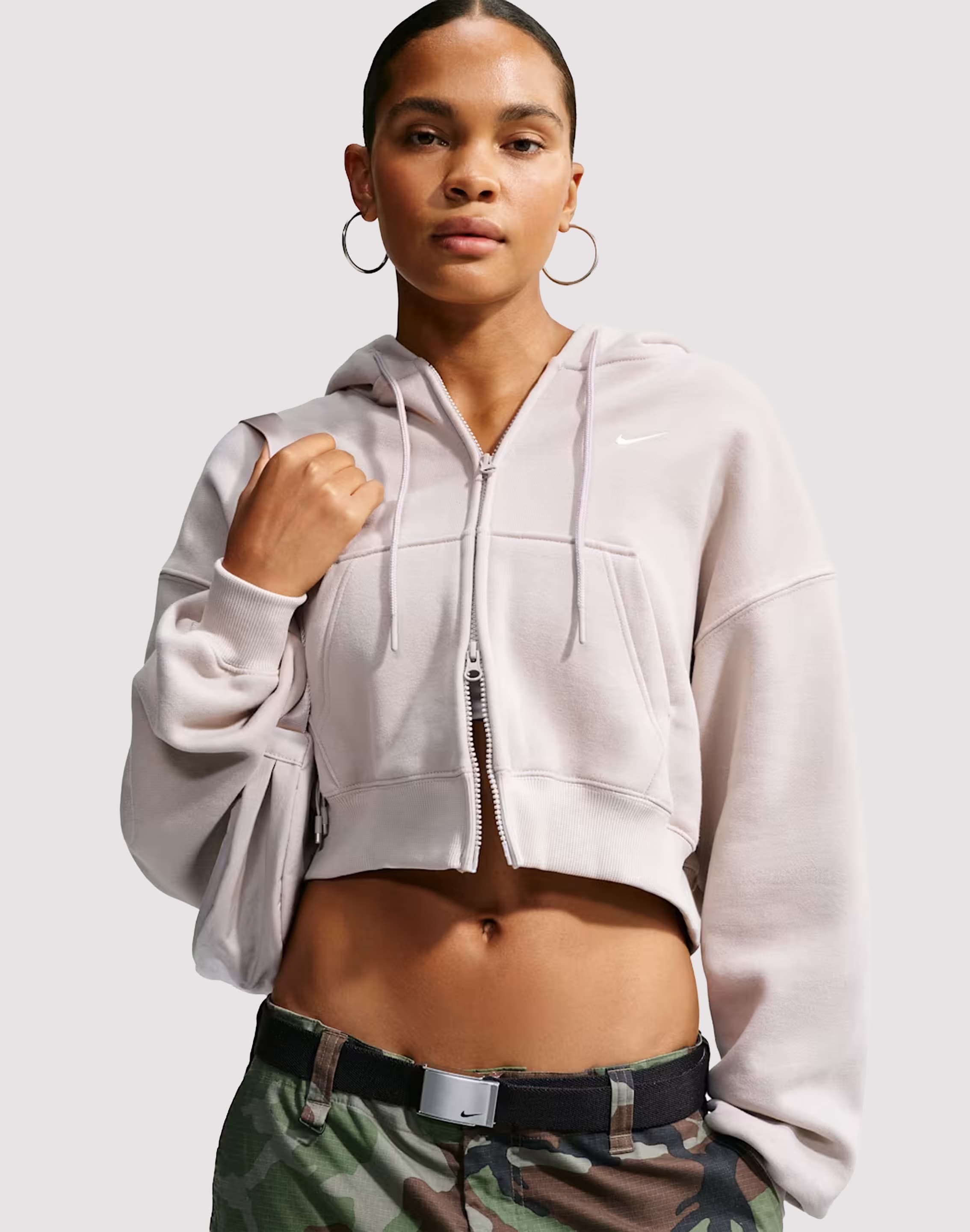 Nike Studio Fleece Cropped Full - Zip Hoodie