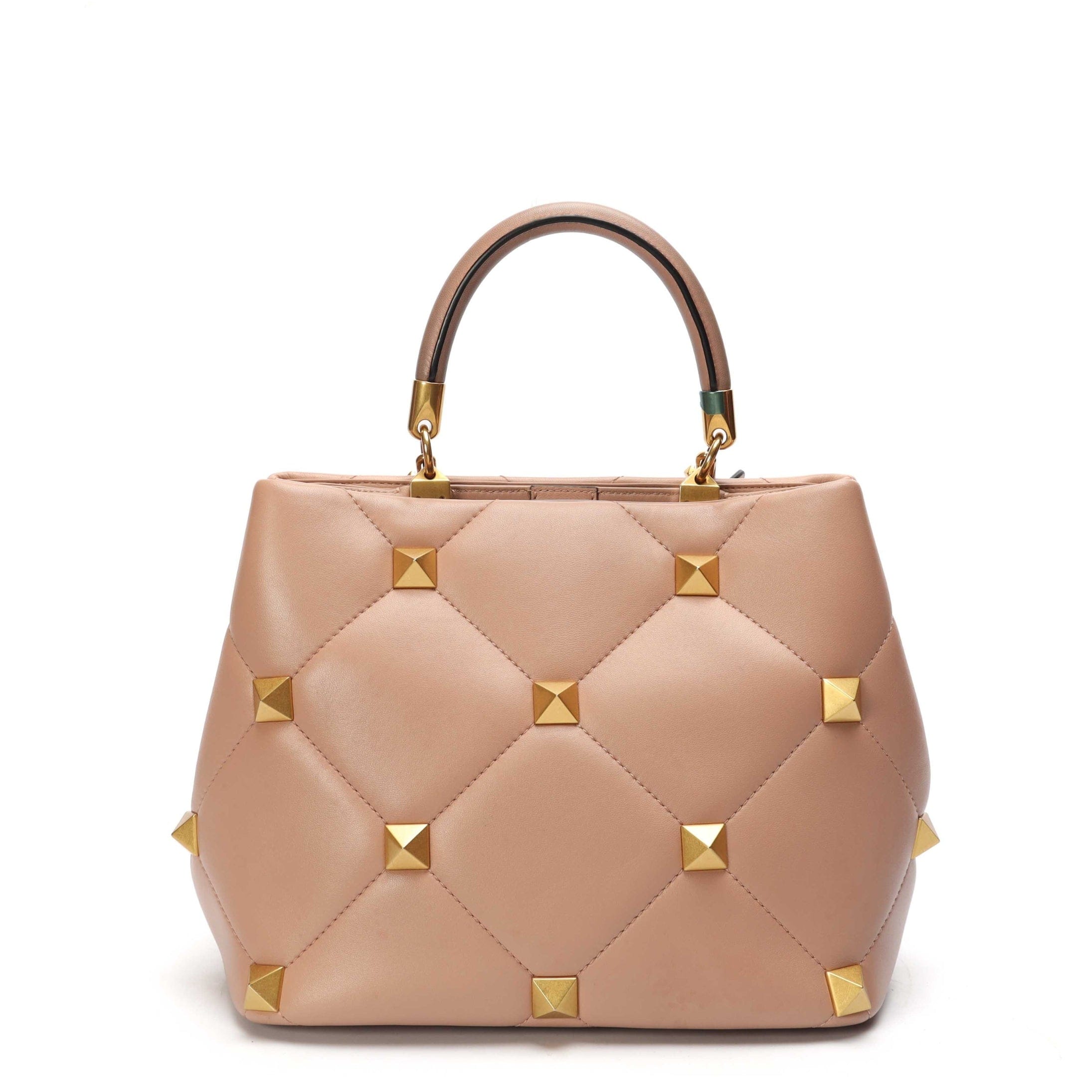 Valentino Roman Stud Dusty Pink Quilted Satchel