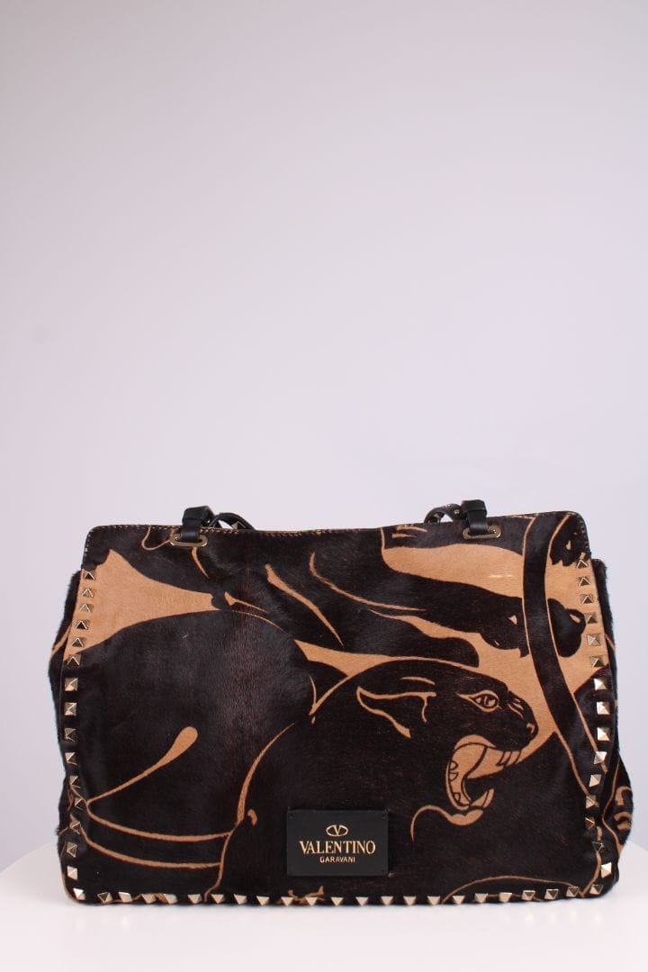 Valentino Jaguar Print Rockstud Brown