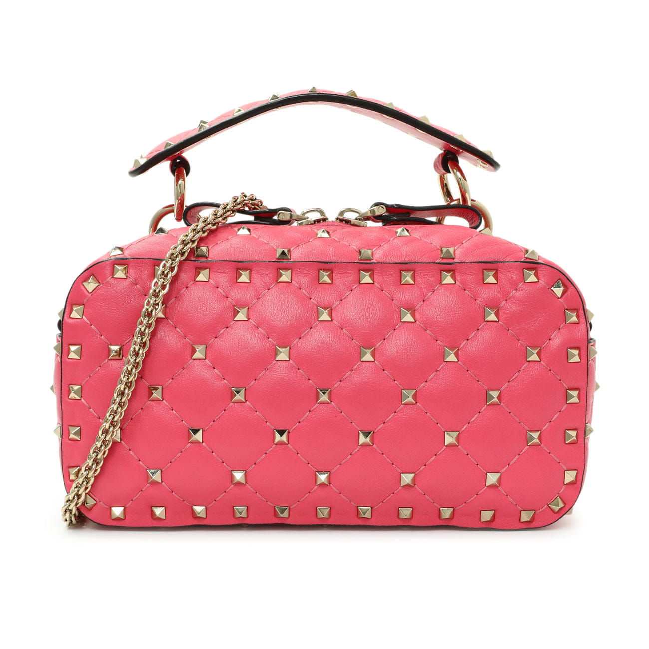 Valentino Pink Nappa Rockstud Spike Camera Bag