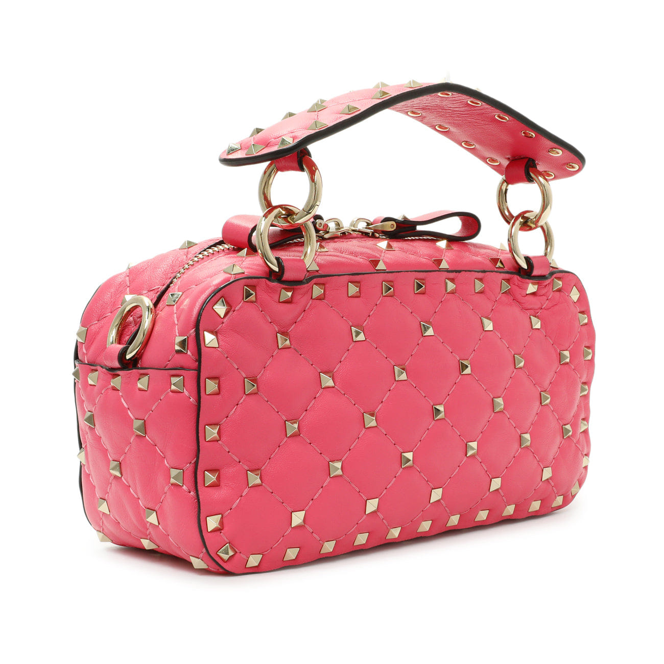 Valentino Pink Nappa Rockstud Spike Camera Bag