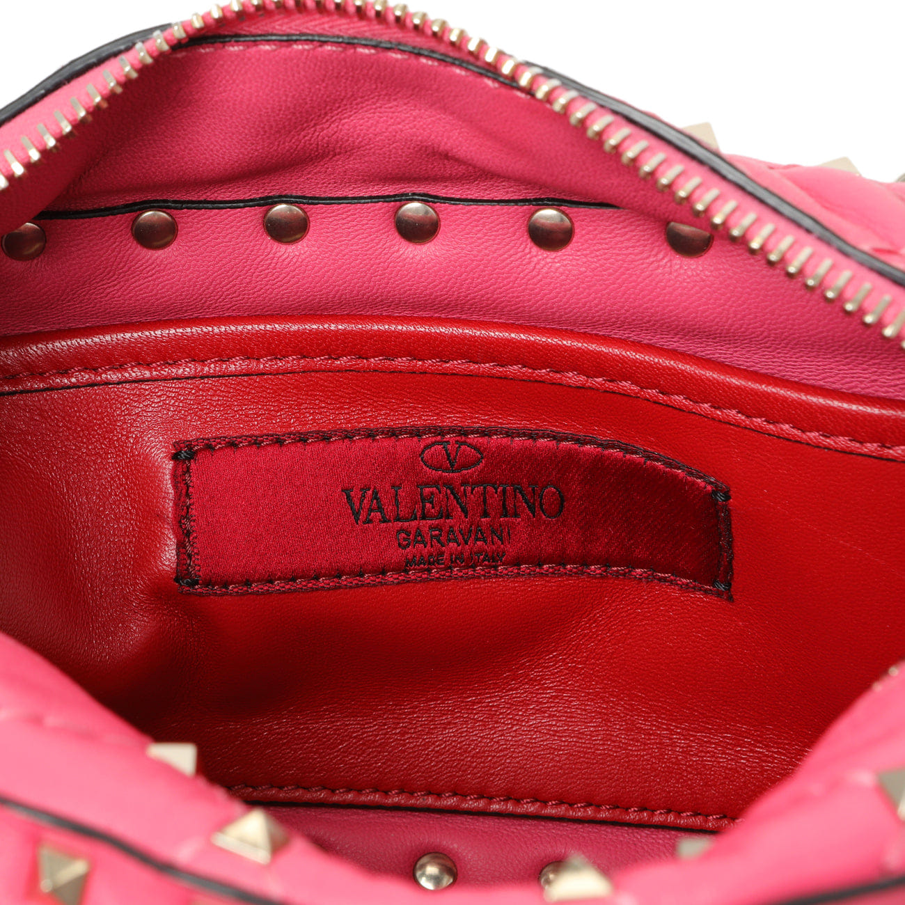 Valentino Pink Nappa Rockstud Spike Camera Bag