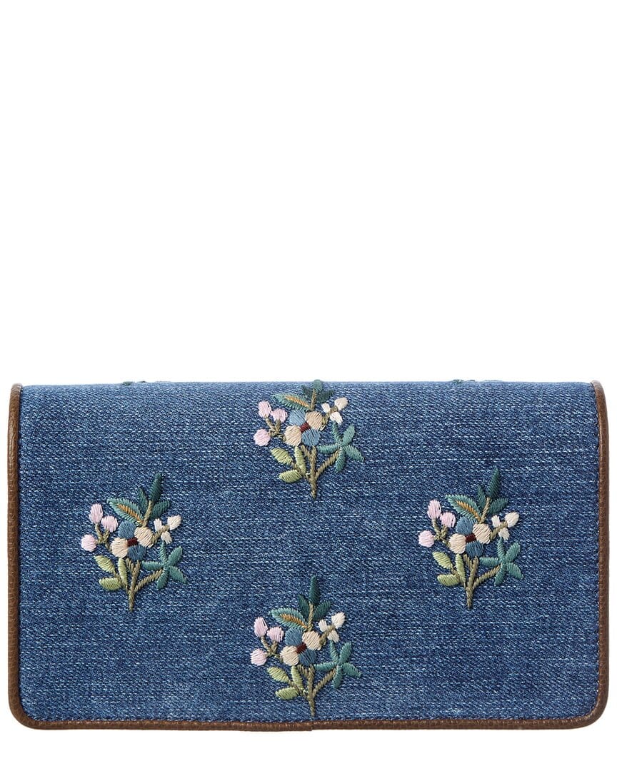 Valentino Vlogo Signature Mini Leather & Denim Wallet On Chain