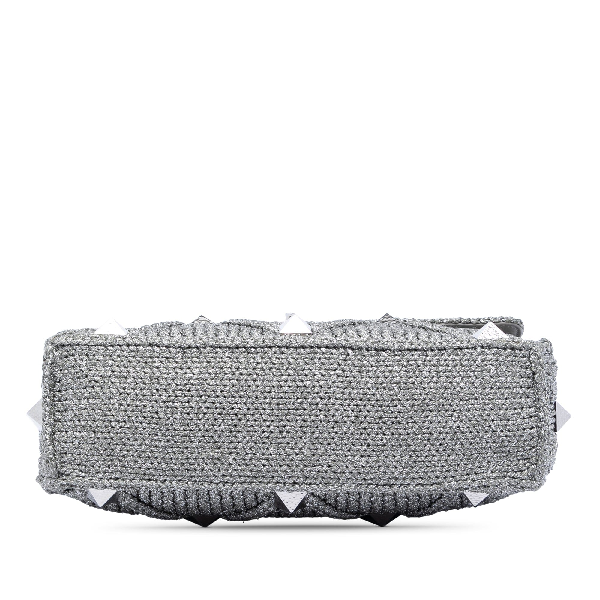Valentino Large Metallic Knit Roman Stud Satchel