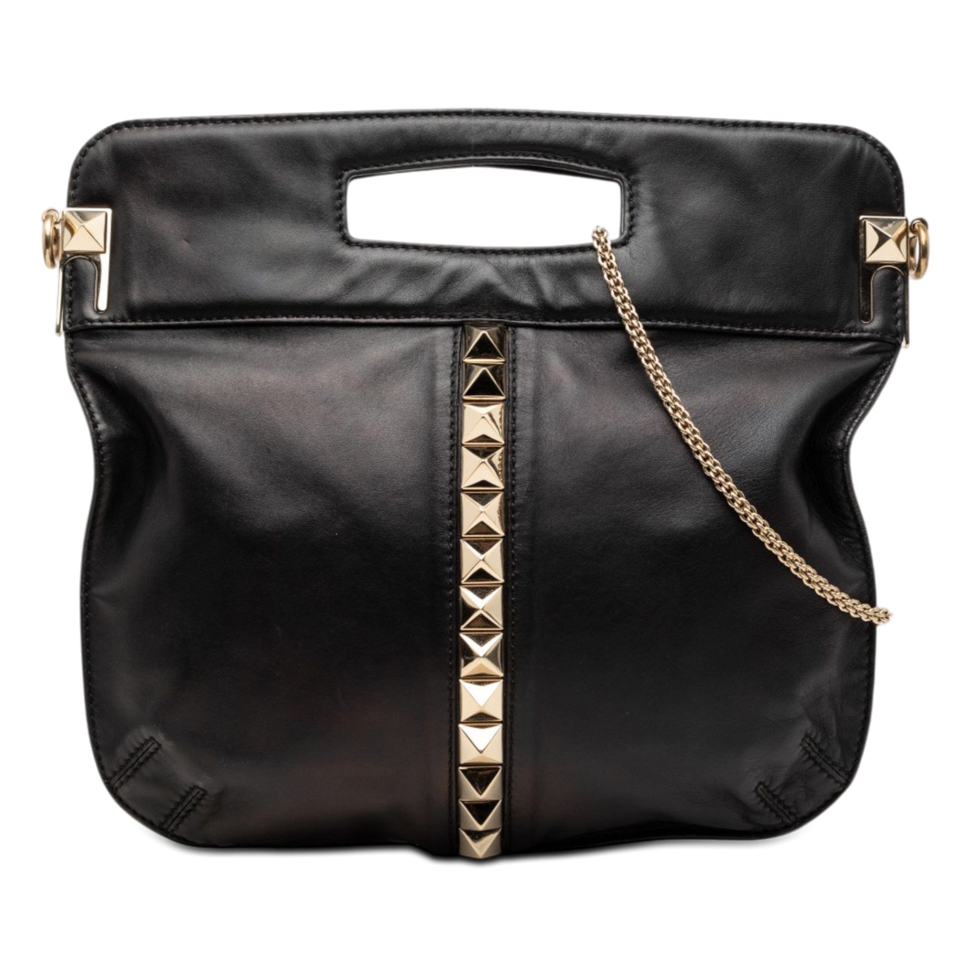 Valentino Smooth Calfskin Rockstud Cut Out Handle Satchel