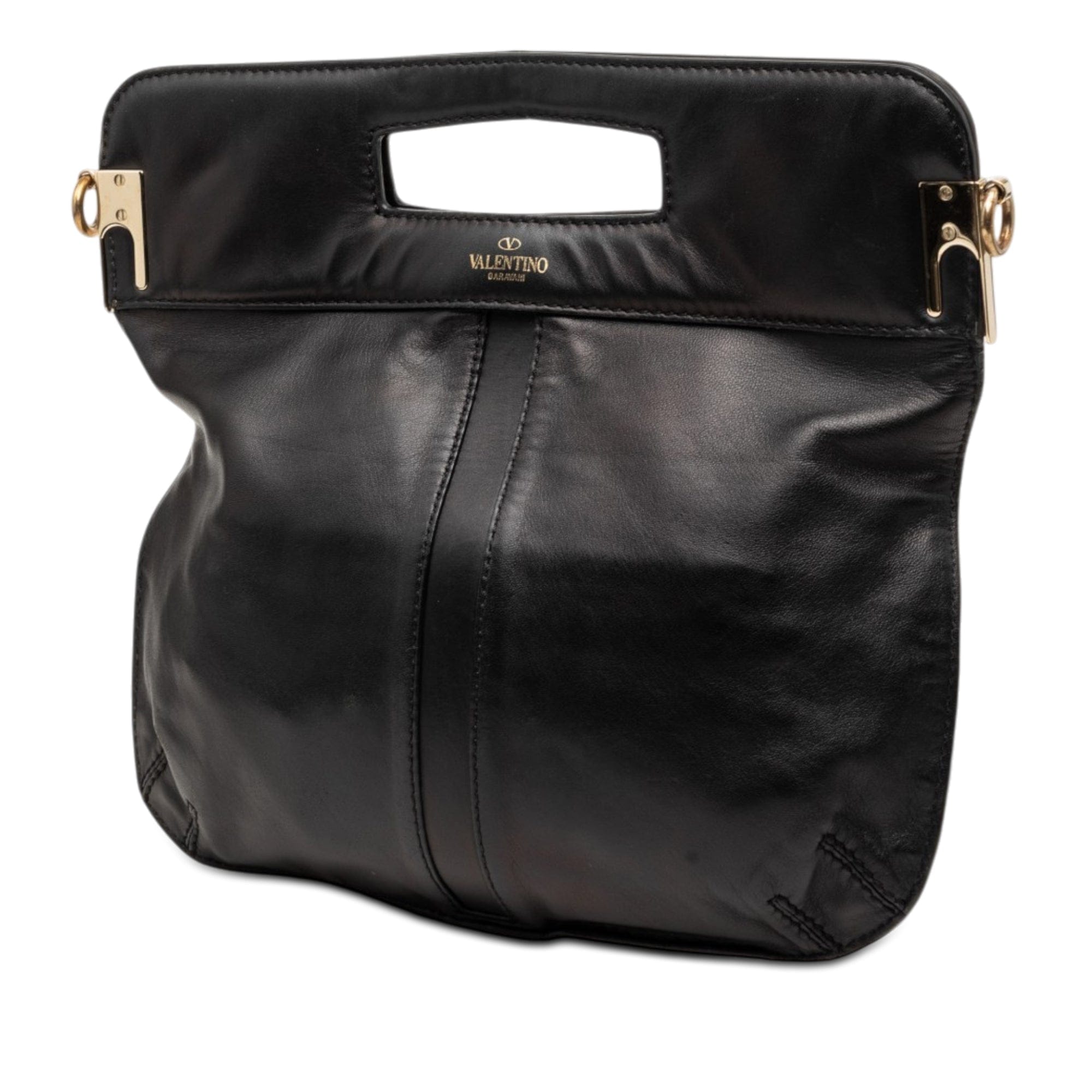 Valentino Smooth Calfskin Rockstud Cut Out Handle Satchel