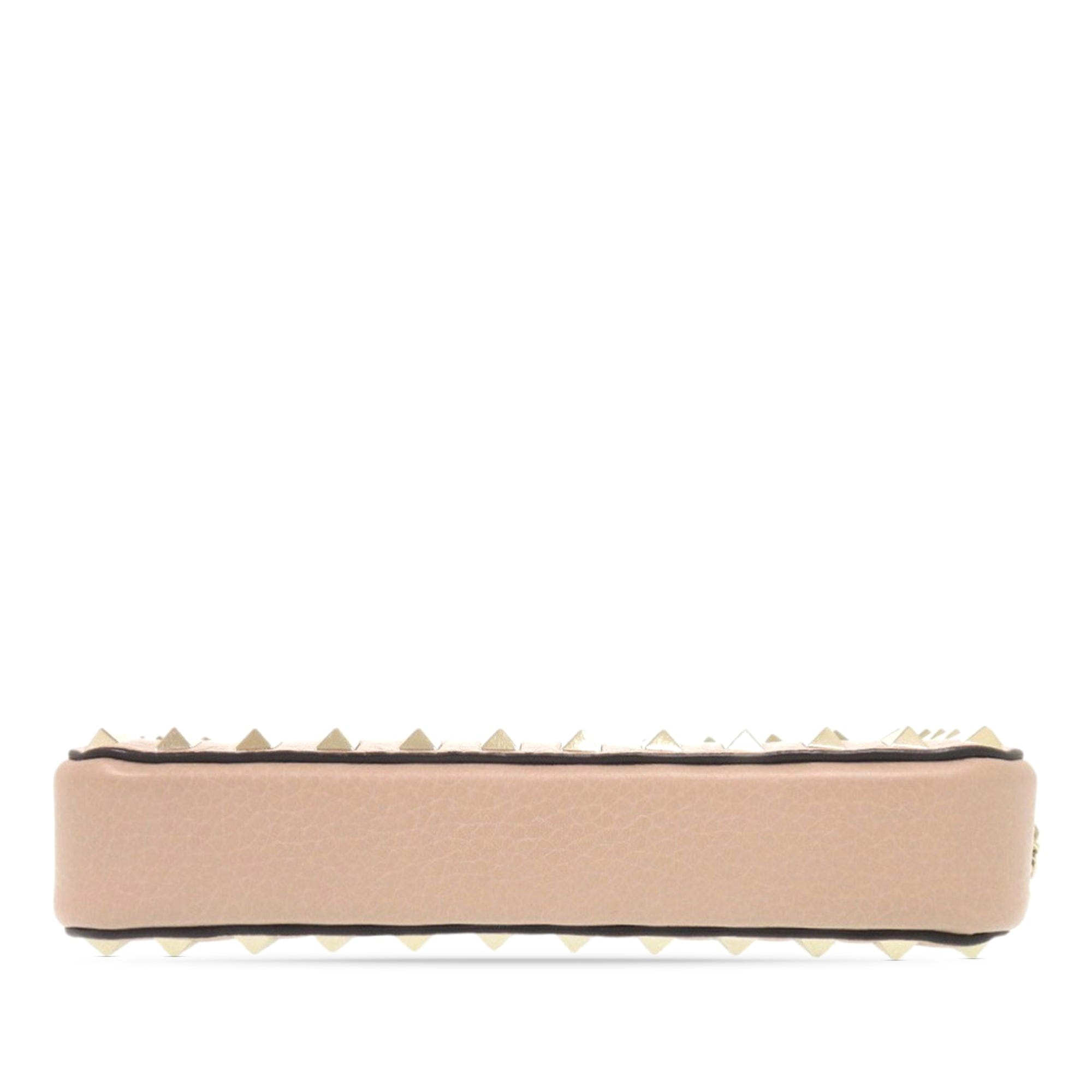 Valentino Pebbled Calfskin Rockstud Double Zip Chain Pouch