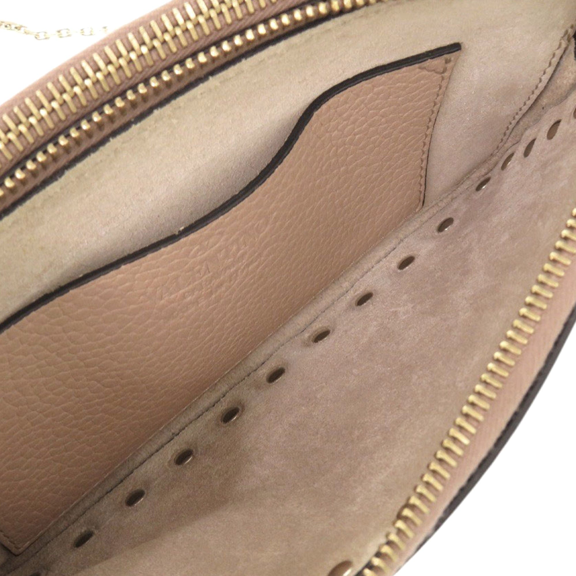 Valentino Pebbled Calfskin Rockstud Double Zip Chain Pouch