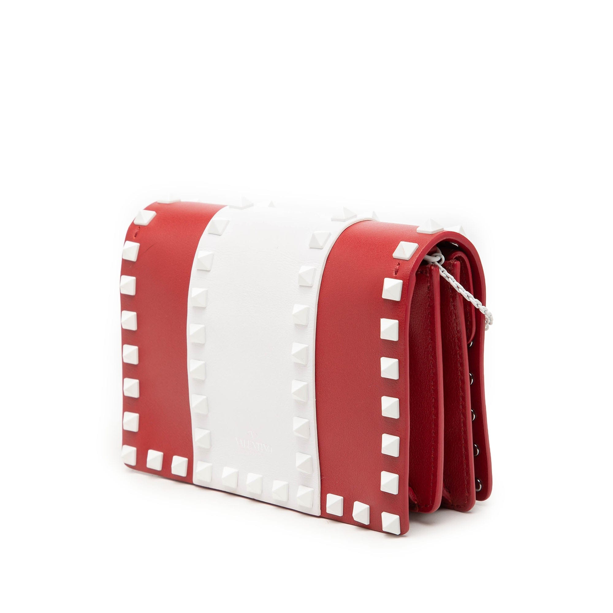 Valentino Leather Colorblock Rockstud Wallet On Chain