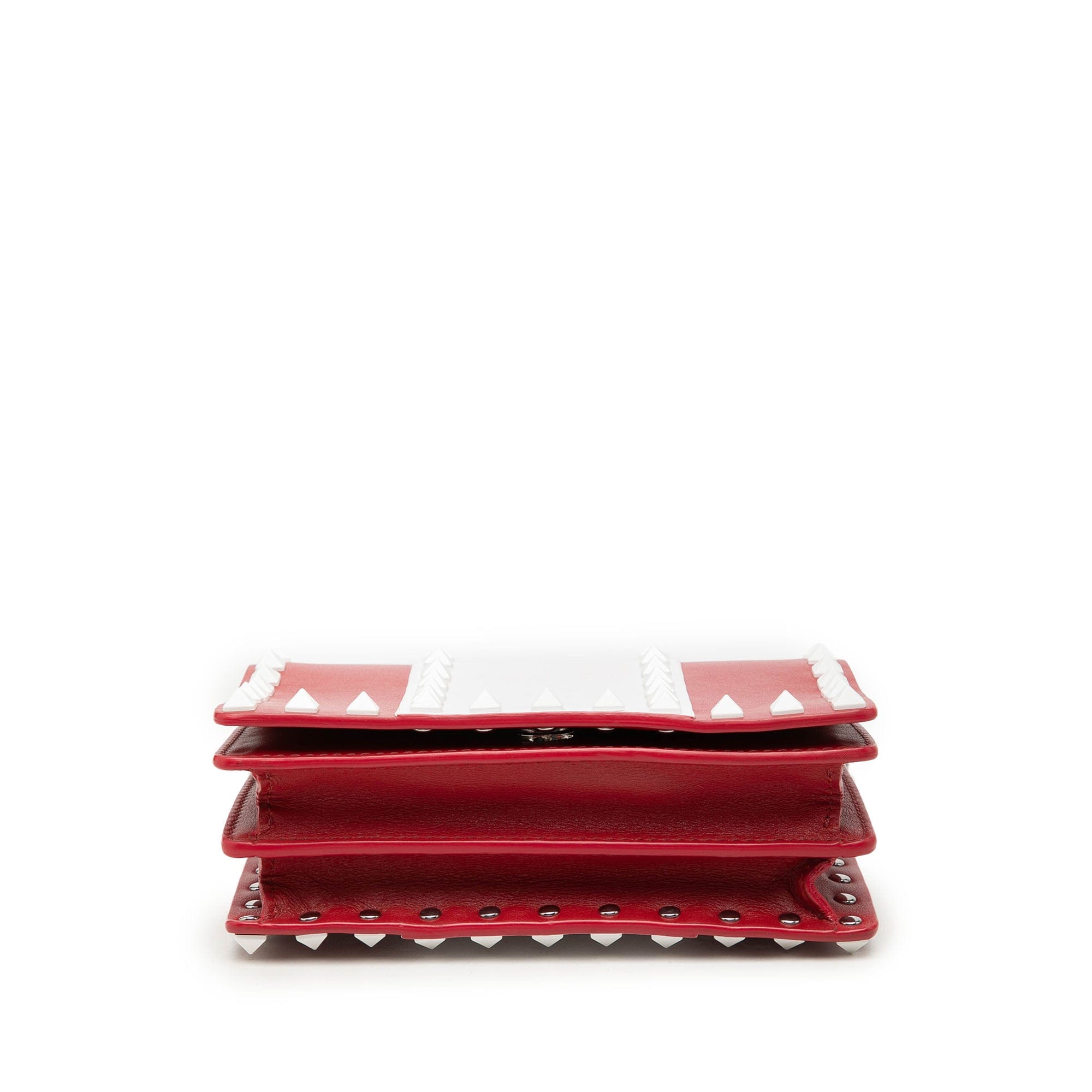 Valentino Leather Colorblock Rockstud Wallet On Chain