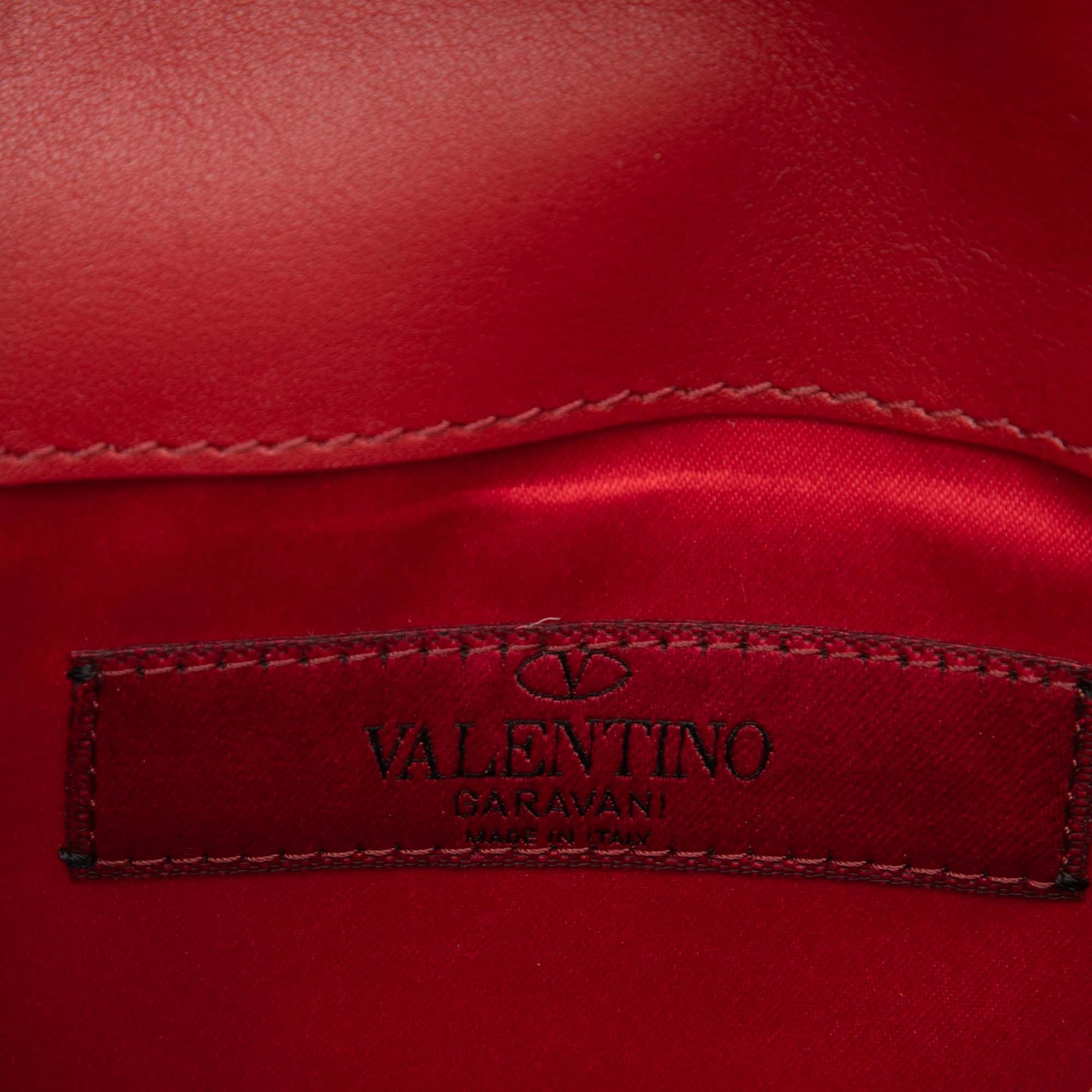 Valentino Leather Colorblock Rockstud Wallet On Chain