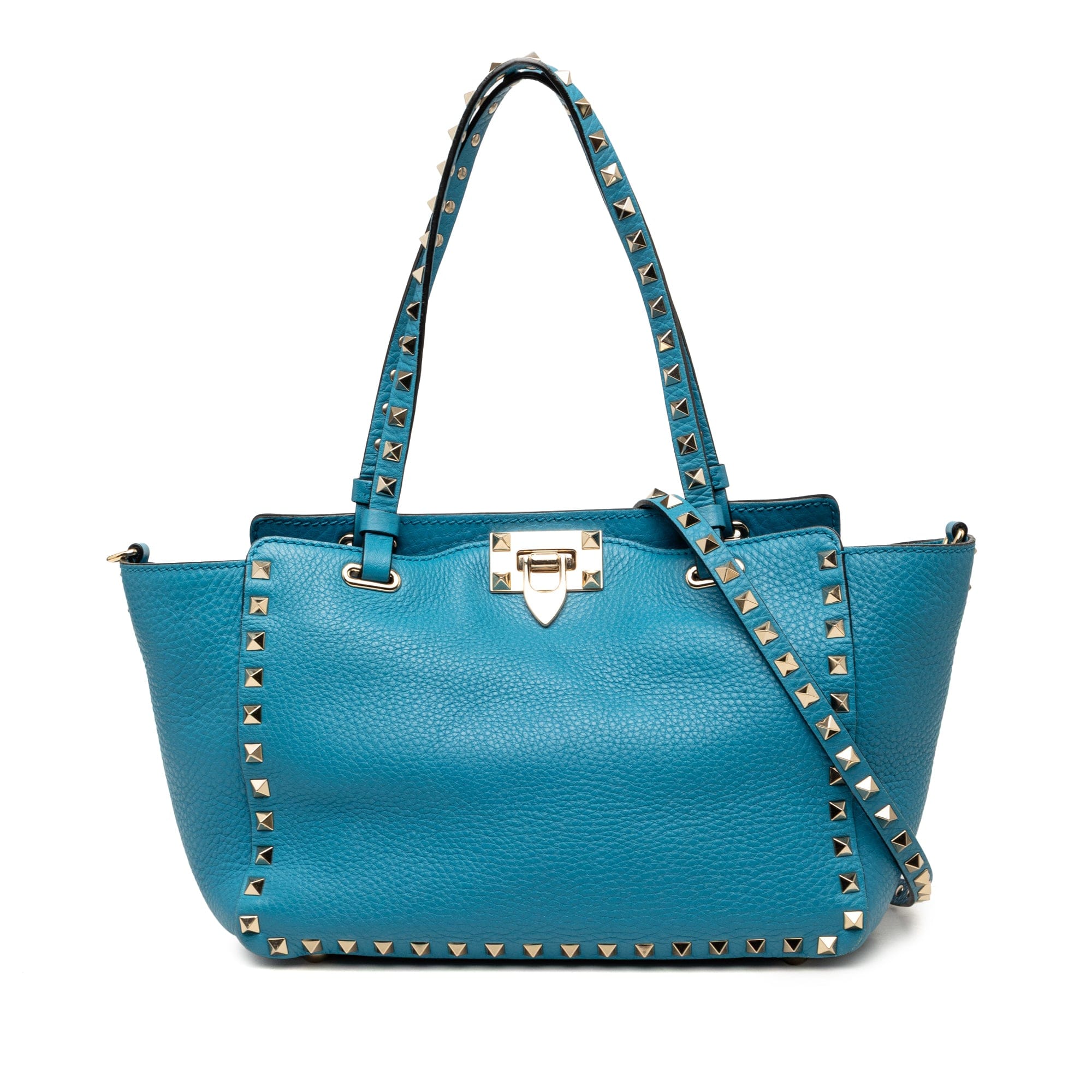 Valentino Small Grained Calfskin Rockstud Trapeze Satchel