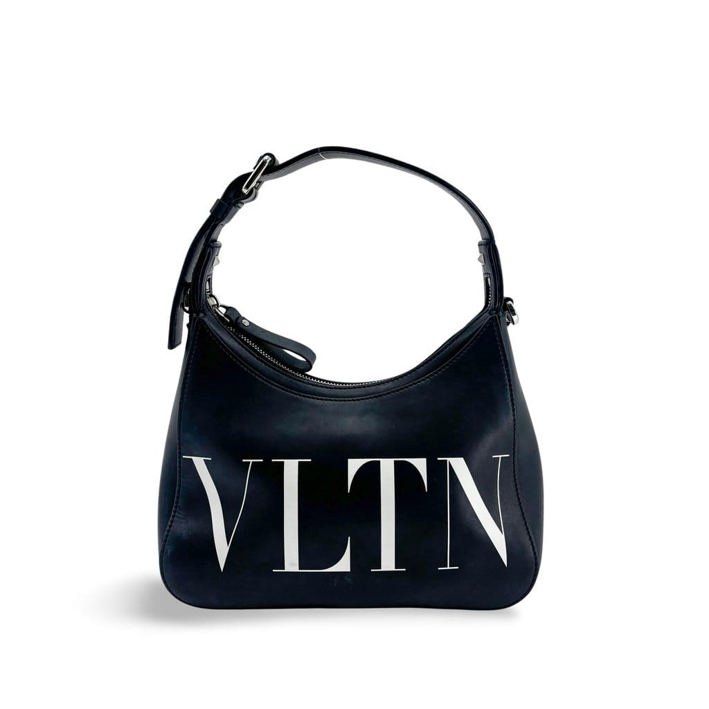 Valentino Garavani VLTN Leather Hobo Bag Black
