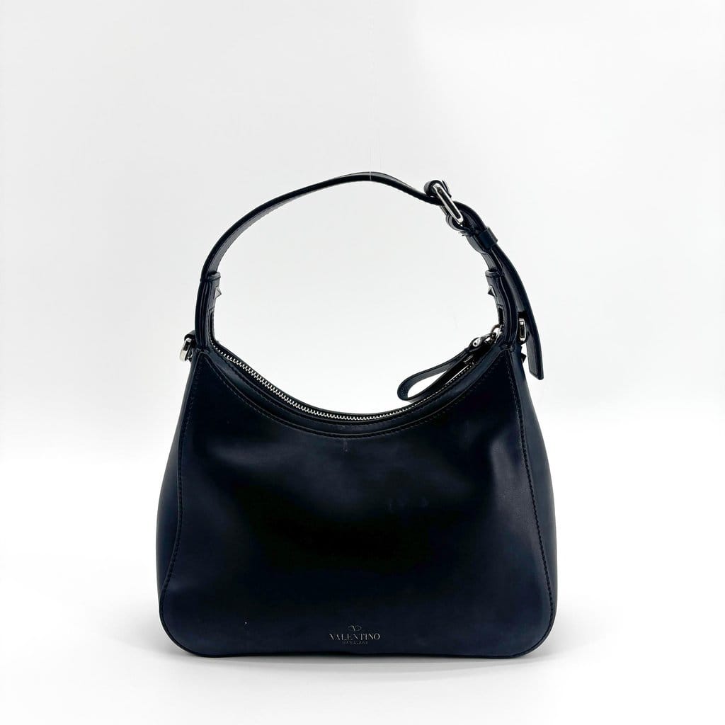 Valentino Garavani VLTN Leather Hobo Bag Black