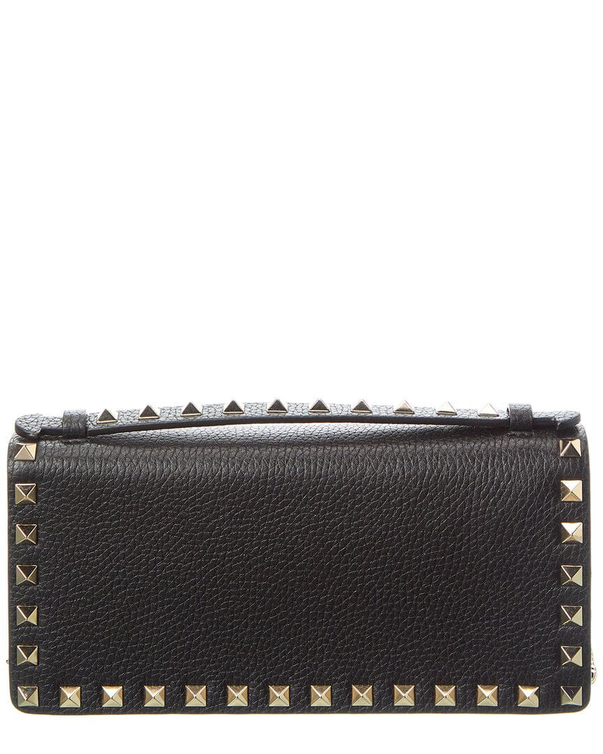 Valentino Rockstud Grainy Leather Wallet On Chain