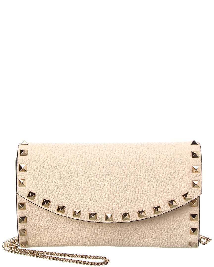 Valentino Rockstud Mini Grainy Leather Wallet On Chain